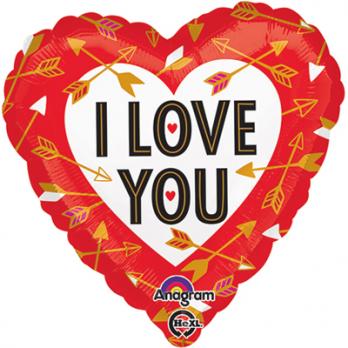 Шар круг фольга ILY Стрелы серебрянные