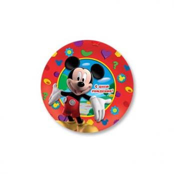 Шар круг фольга Микки С ДНЕМ РОЖДЕНИЯ