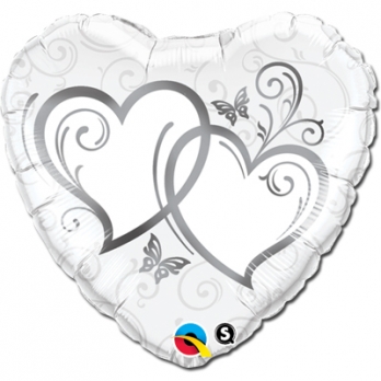 Шар фольга Сердца переплетенные Silver