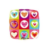 Шар квадрат фольга Сердца и квадраты