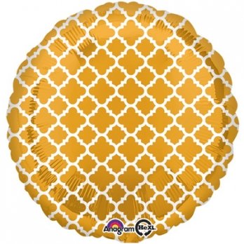 Шар сердце фольга Узор на золоте