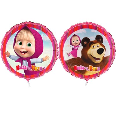 Шар круг фольга Маша и Медведь