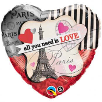 Шар сердце фольга LOVE Париж