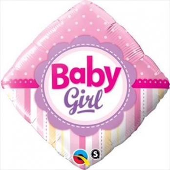 Шар фольга РОМБ BABY GIRL Горошек Полоски