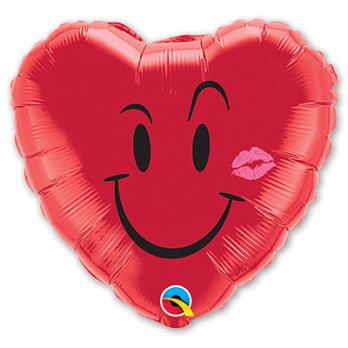 Шар фольга Улыбка Сердце с поцелуем