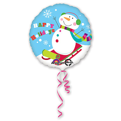 Шар круг фольга Снеговик радостный