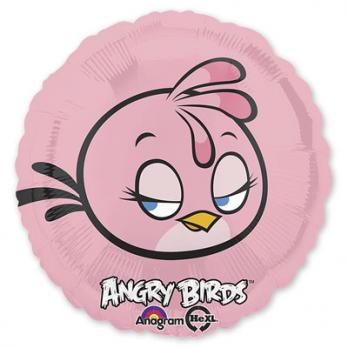 Шар круг фольга Angry Birds Розовая