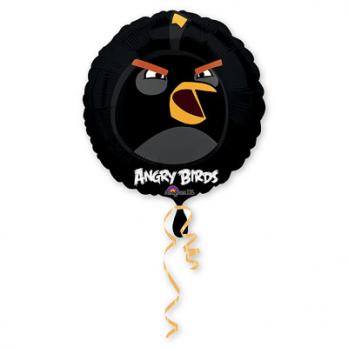 Шар круг фольга Angry Birds Черная