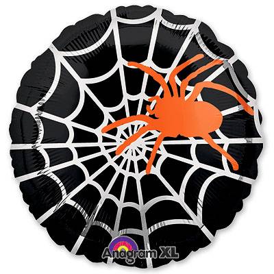 Шар круг фольга Паук оранжевый