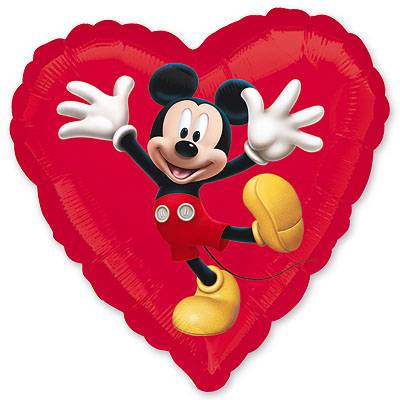 Шар сердце фольга Микки