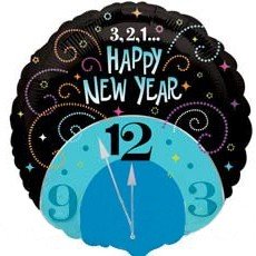 Шар круг фольга Новый год Часы
