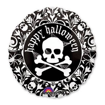 Шар круг фольга Хэллоуин Череп с орнаментом