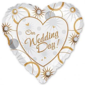Шар сердце фольга Свадьба Сердце и кольца