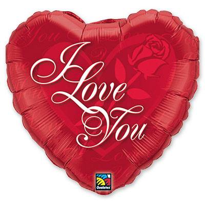 Шар сердце фольга ILY с розой