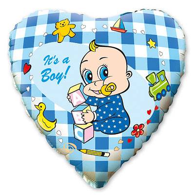 Шар сердце фольга Младенец мальчик