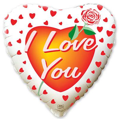 Шар сердце фольга ILY Роза