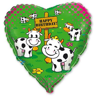 Шар сердце фольга HB Коровы