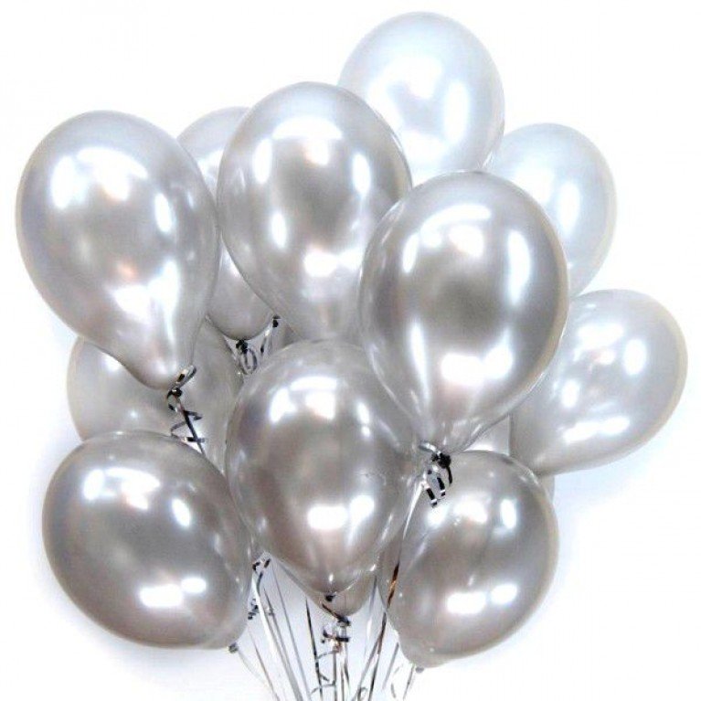 Шарики металлик 30см. Серебряные