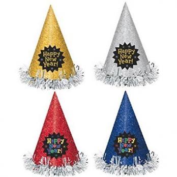 Колпак мини HNY с бахромой блеск асс.