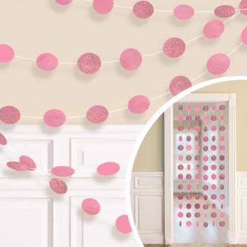 Гирлянда Круги Pink блеск 2,1м/6шт