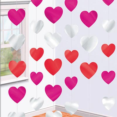 Гирлянда вертик Сердца разноцв 2,1м/6шт