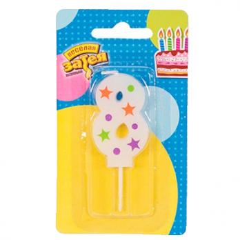 Свеча -цифра 8 Звезды 5см.