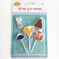 Свечи д/торта на пиках Лесные друзья5шт.