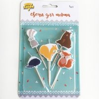 Свечи д/торта на пиках Лесные друзья5шт.