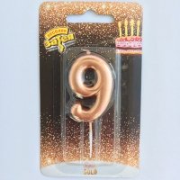 Свеча -цифра 9 Розовое золото 4,5см.