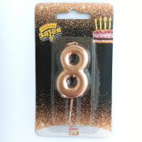 Свеча -цифра 8 Розовое золото 4,5см.