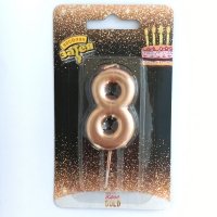 Свеча -цифра 8 Розовое золото 4,5см.