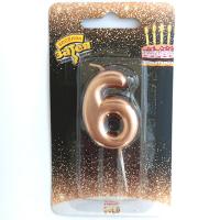 Свеча -цифра 6 Розовое золото 4,5см.