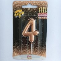 Свеча -цифра 4 Розовое золото 4,5см.