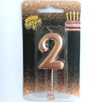 Свеча -цифра 2 Розовое золото 4,5см.