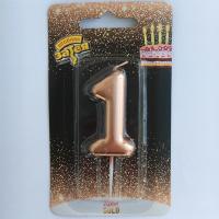 Свеча -цифра 1 Розовое золото 4,5см.