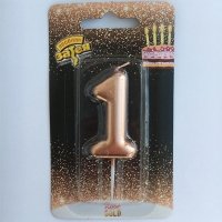 Свеча -цифра 1 Розовое золото 4,5см.