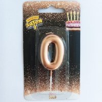 Свеча -цифра 0 Розовое золото 4,5см.