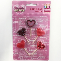 Свечи д/торта на пиках Сердца 5шт.
