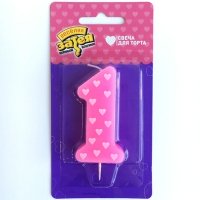 Свеча -цифра 1 1-ый ДР Девочка