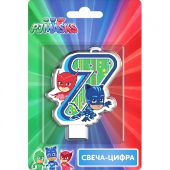 Свеча -цифра 7 Герои в масках 8см.