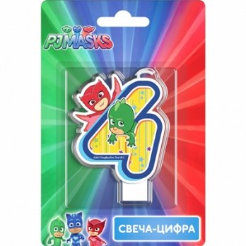 Свеча -цифра 4 Герои в масках 8см.
