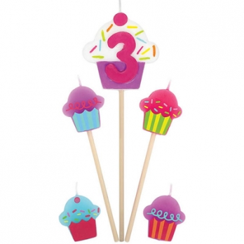 Свечи д/торта на пиках 3 Кекс 5шт.