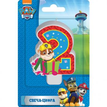 Свеча -цифра 2 Щенячий Патруль 8см.