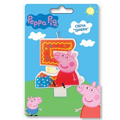Свеча -цифра 5 Пеппа 8см.