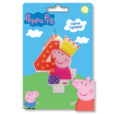 Свеча -цифра 4 Пеппа 8см.