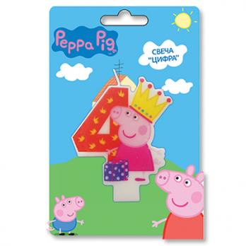 Свеча -цифра 4 Пеппа 8см.