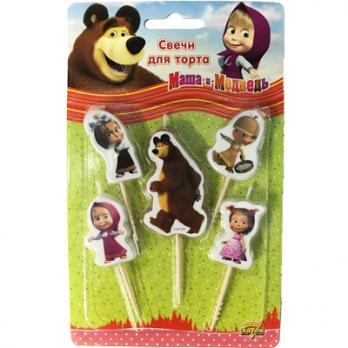 Свечи д/торта на пиках Маша и Медв 5шт. Свечи д/торта на пиках Маша и Медв 5шт.