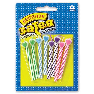 Свечи д/торта с сердцем роз 8шт.