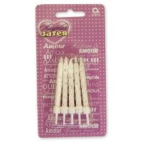 Свечи д/торта с подст блеск белые 10шт.