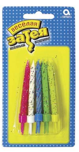 Свечи д/торта с подст блеск асс 10шт.